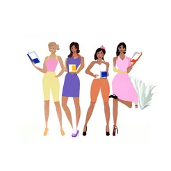 Free book club clipart of women with books